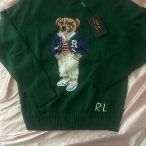 Polo by Ralph Lauren Green Sweater with Bear Design